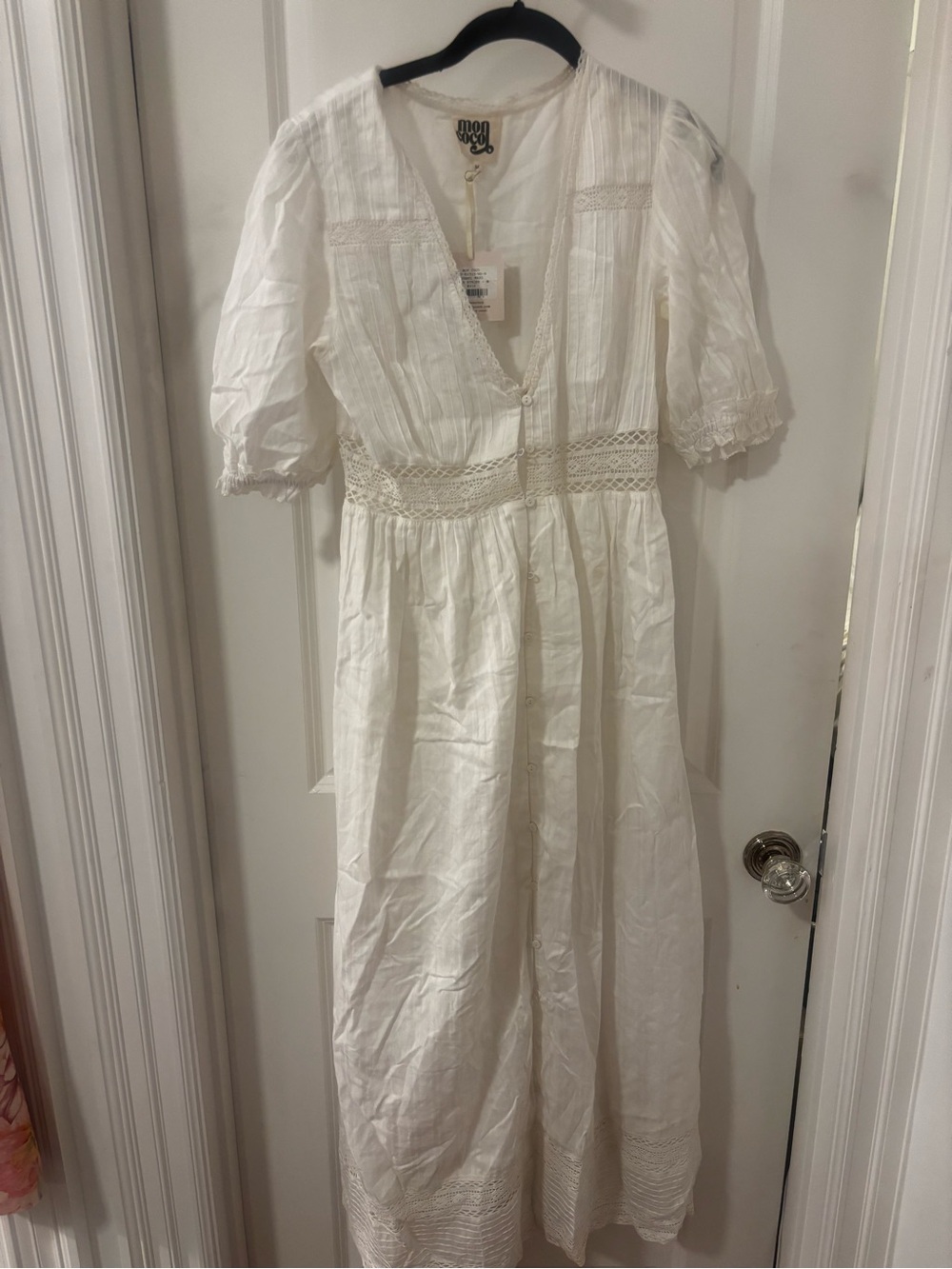 Mon Coco White Maxi Dress with Lace Trim
